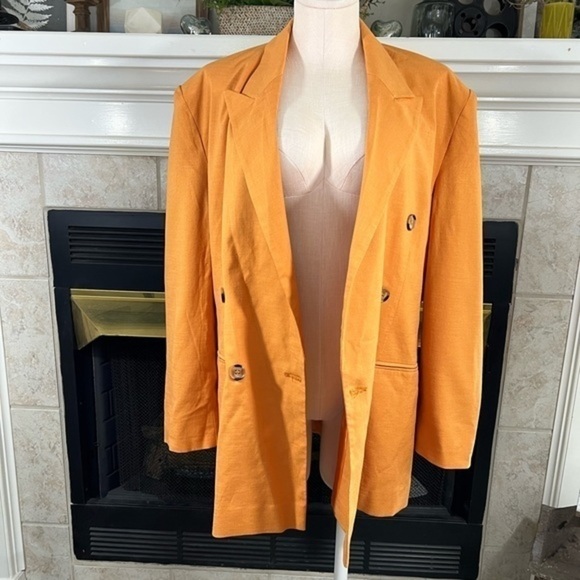 Asos Oversized Blazer With Shoulder Pads In Yellow Gold - Picture 7 of 15